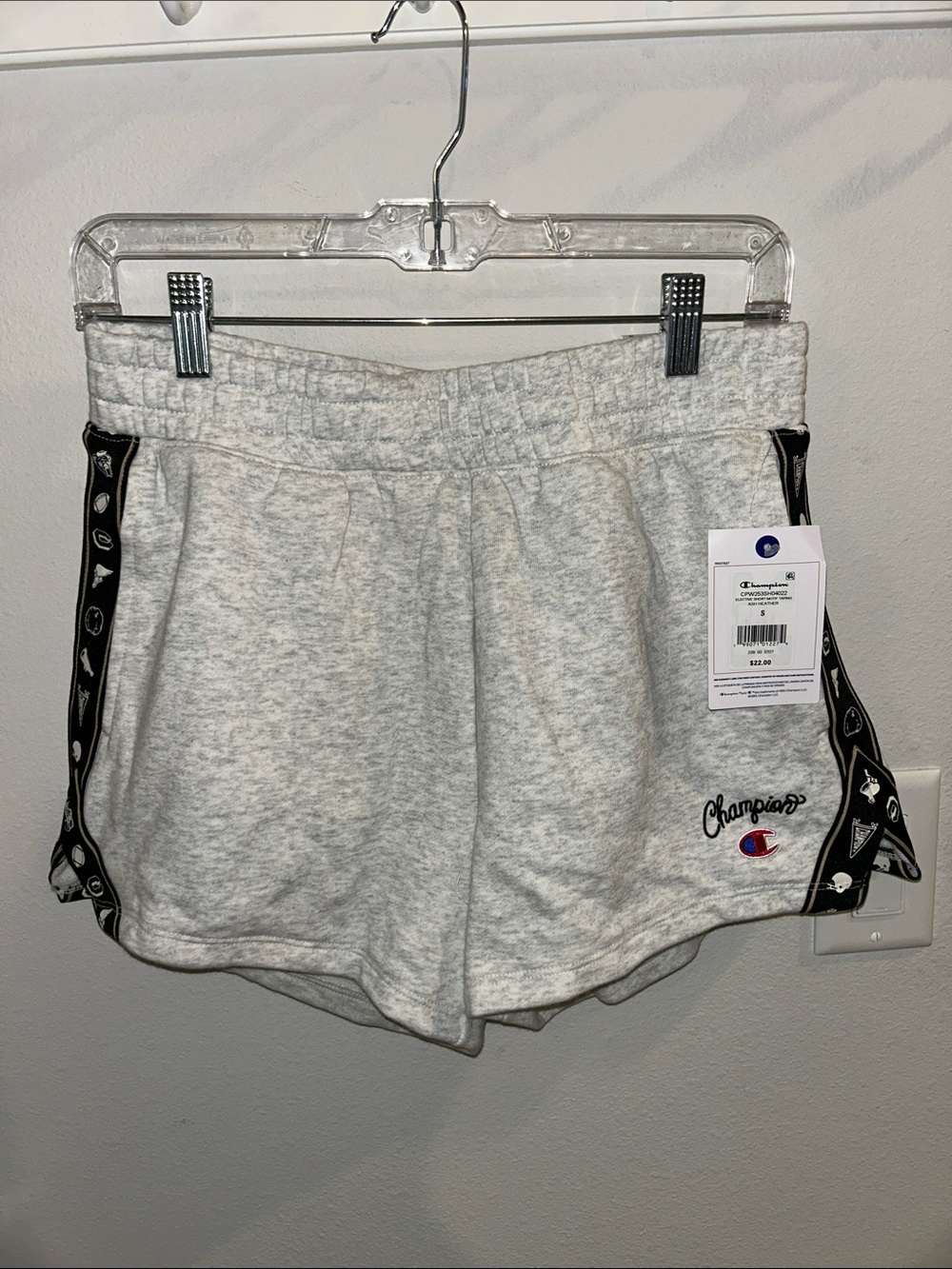 Champion Light Heather Gray Athletic Shorts with Black Trim